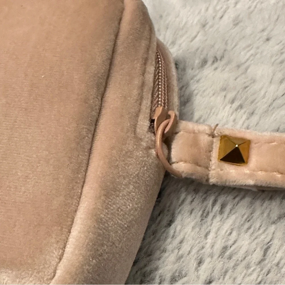 Valentino | VLogo | Velvet Zip Pouch Wristlet Blush Nude GWP